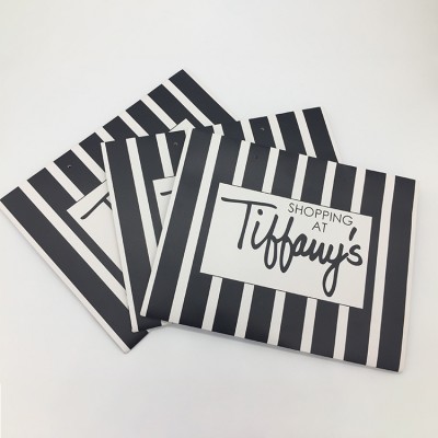 Hot sale fashion custom black and white stripes shopping gift paper bag